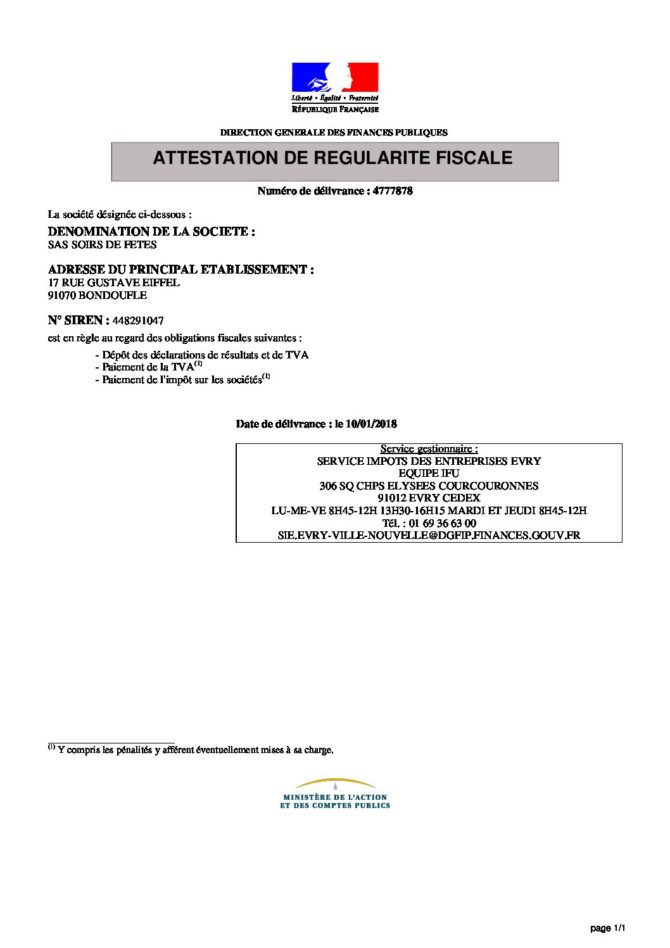 modèle attestation de régularité fiscale attestation sur l’honneur